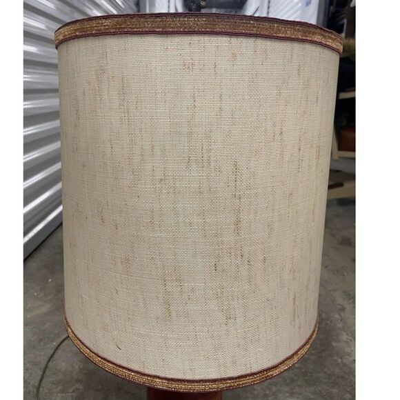 Vintage Red Glass Lamp with Drum Shade - Picture 4 of 10